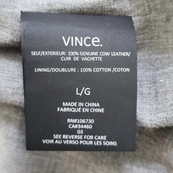 VINCE. Grey brown leather bomber jacket w hood size large women’s hooded bomber - Picture 6 of 6